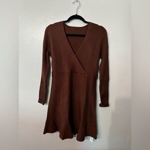 Chic Long Sleeve‎ Brown Knit Dress